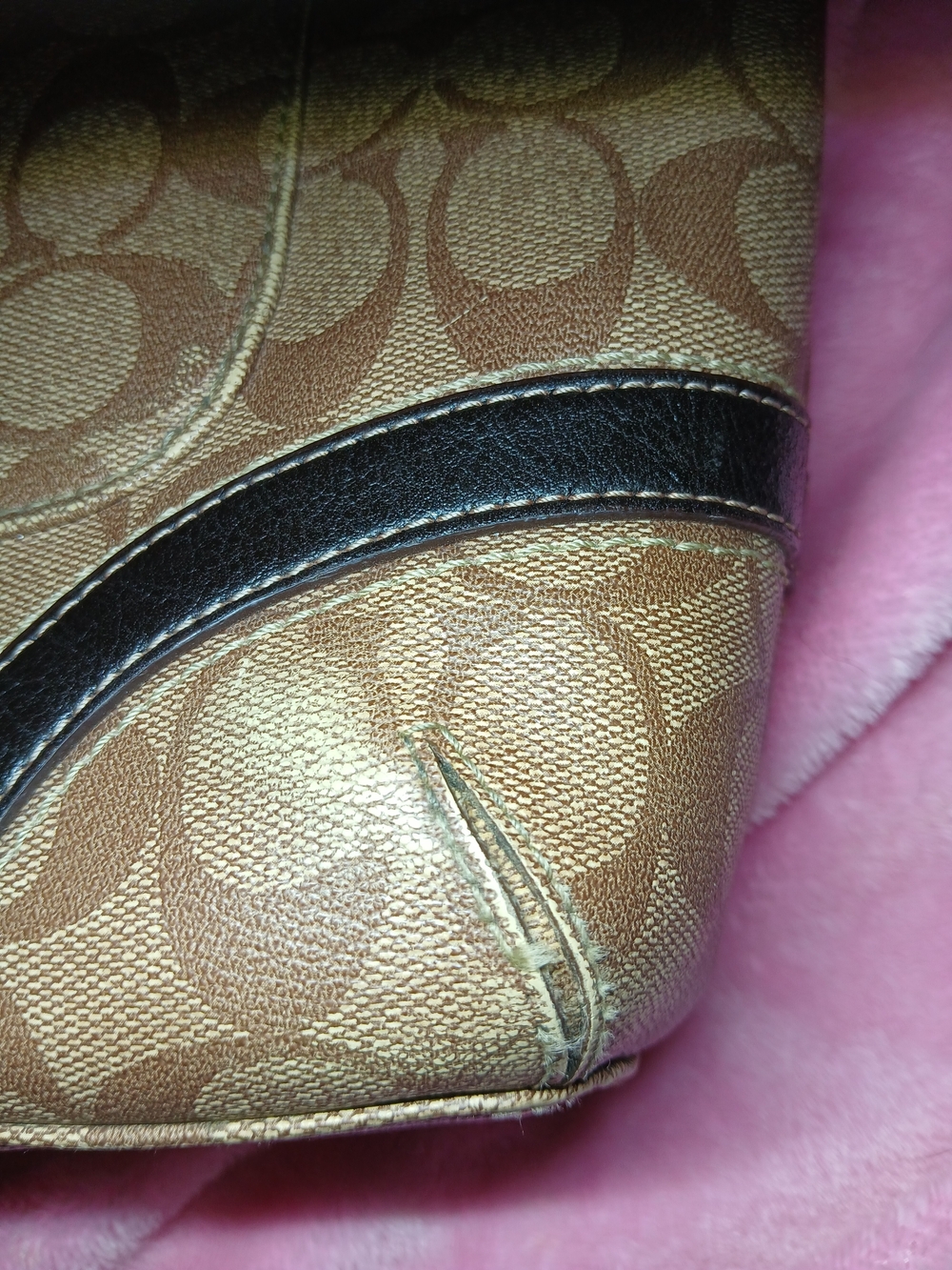 Coach Peyton Signature Heritage Tote Bag Brown F18917 Flawed - Picture 6 of 16